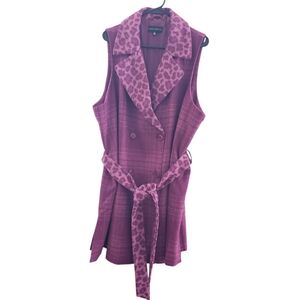 Susan Graver Purple Plaid Vest with Leopard Accents
